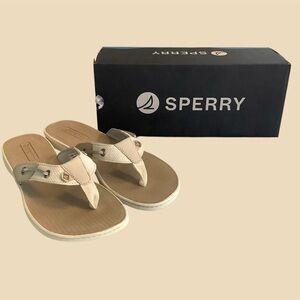 🆕Sperry Seafish Metallic Platinum Flip-Flops